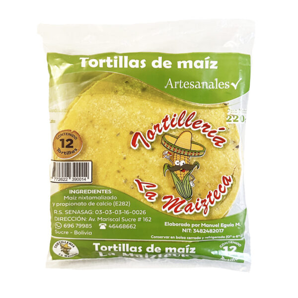 Tortillas de Maíz – 12 unidades c/u, (3 paquetes , 220 gramos c/u )