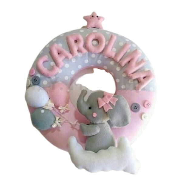 Colgante con nombre para habitación infantil con diseño de una pequeña elefante - Imagen 2