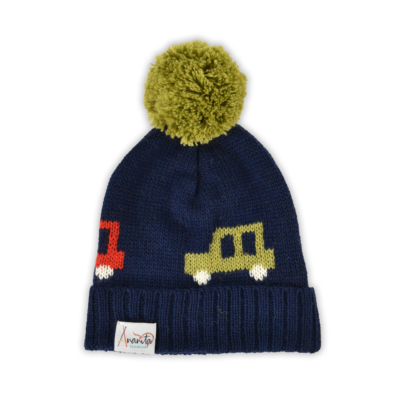 Car Hat Navy – Gorra de lana de alpaca para niños