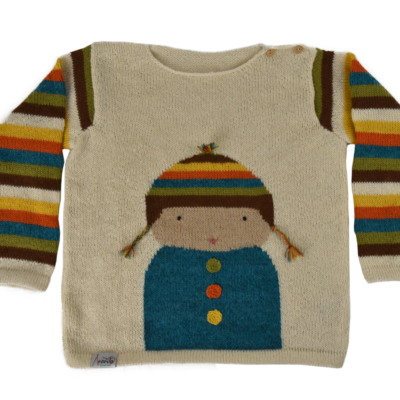 Isico Sweater – Chompa de Alpaca con Mangas a Rayas para Niños
