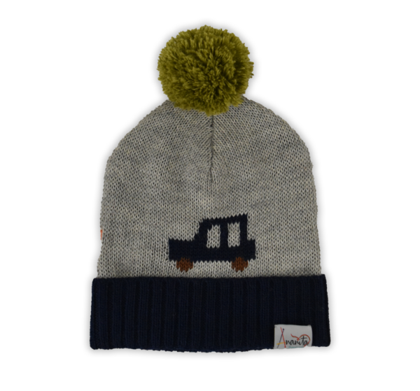 Car Hat Light Grey - Gorra de Lana de Alpaca para niños