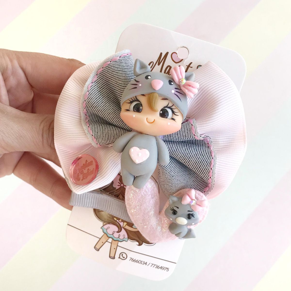 set de moñita + hairclip ratoncita