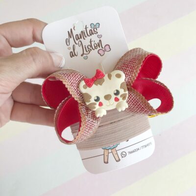 Vincha para bebé con Moño diseño gatita