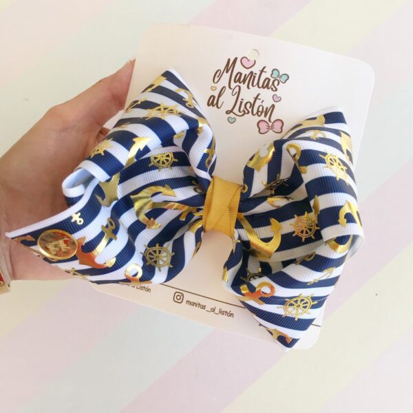 lazo jumbo boutique con cinta holográfica estilo marinero - Imagen 2