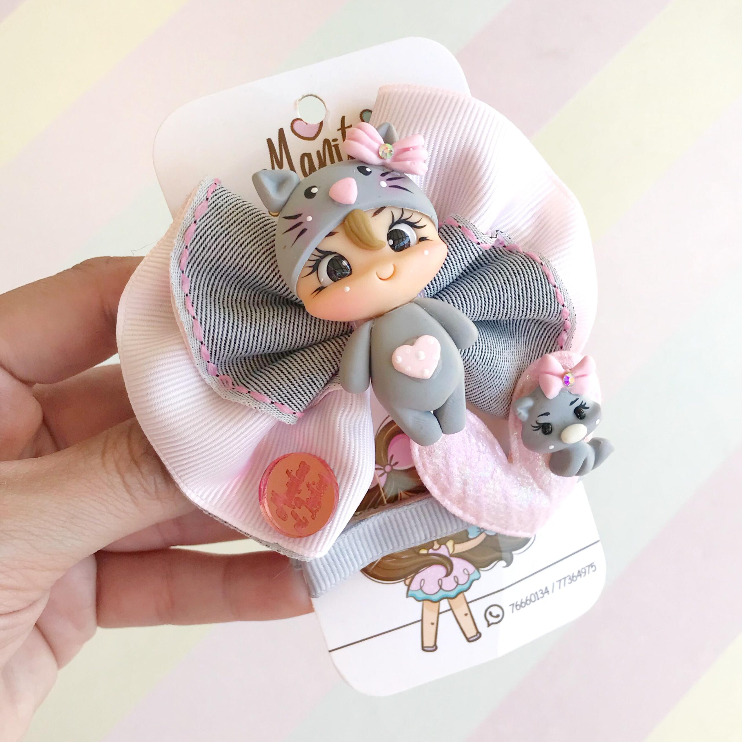 set de moñita + hairclip ratoncita - Imagen 2