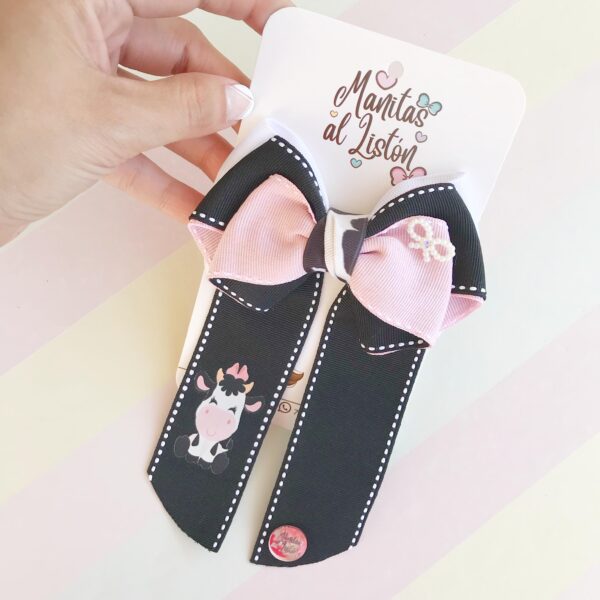 lazo tipo coquette para niña - Diseño Vaquita - Imagen 2