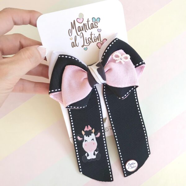 lazo tipo coquette para niña - Diseño Vaquita