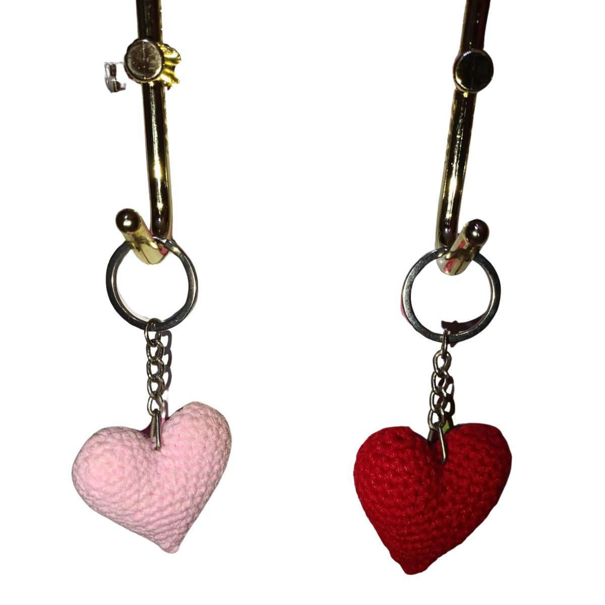 Llavero artesanal, corazón tejido a mano ( Paquete de 5 unidades)