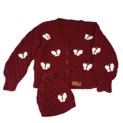 Chompa y gorrito mariposas para bebé