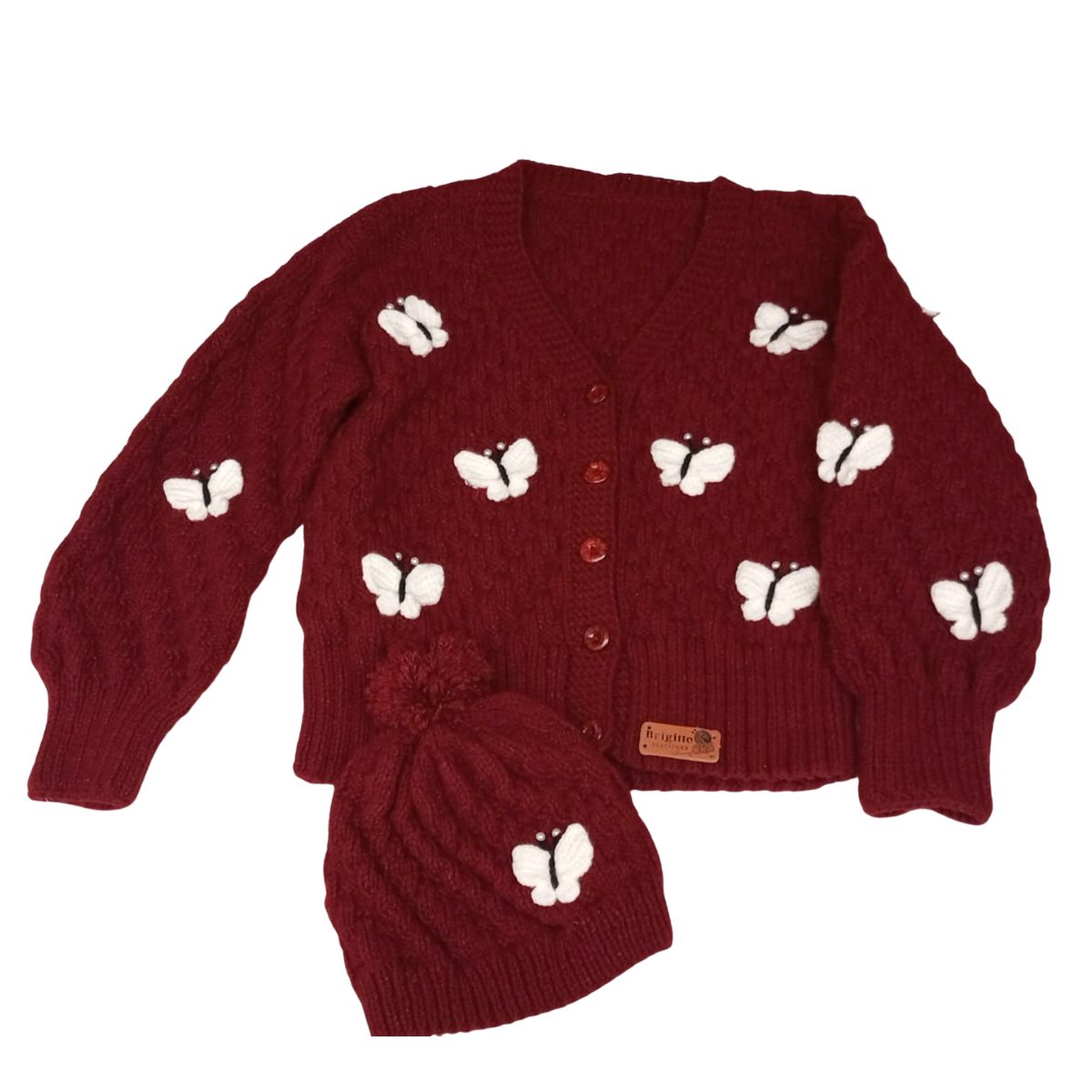 Chompa y gorrito mariposas para bebé