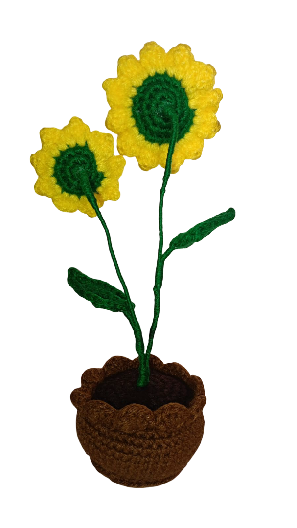 Maceta de girasol tejida a mano - Imagen 2