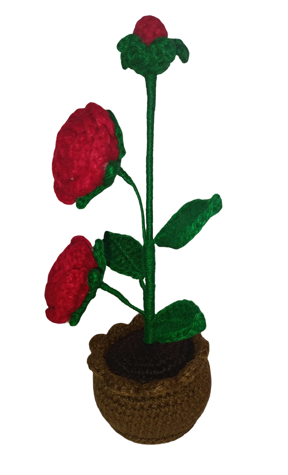 Maceta de Rosas tejidas a mano - Imagen 2