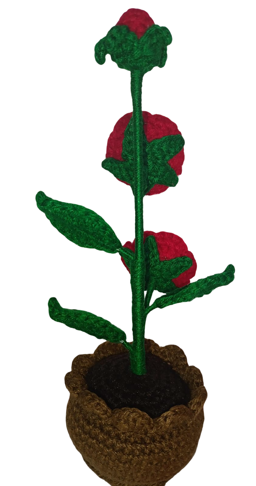 Maceta de Rosas tejidas a mano - Imagen 3