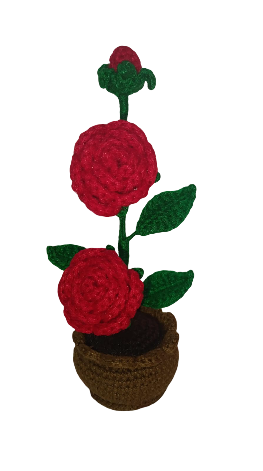 Maceta de Rosas tejidas a mano