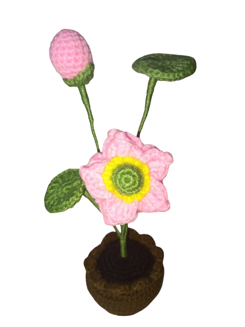 Maceta de flor de loto tejida a mano